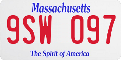MA license plate 9SW097