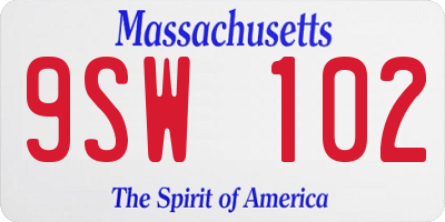 MA license plate 9SW102