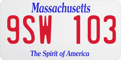 MA license plate 9SW103