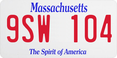 MA license plate 9SW104