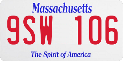 MA license plate 9SW106