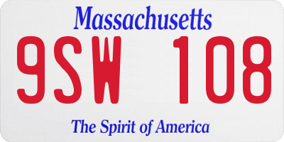 MA license plate 9SW108