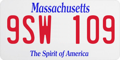 MA license plate 9SW109