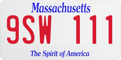 MA license plate 9SW111