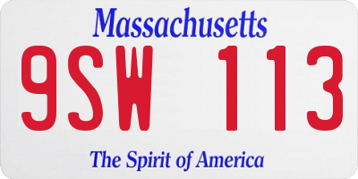 MA license plate 9SW113