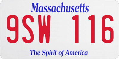 MA license plate 9SW116