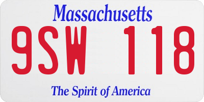 MA license plate 9SW118