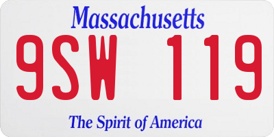 MA license plate 9SW119