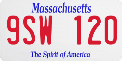 MA license plate 9SW120
