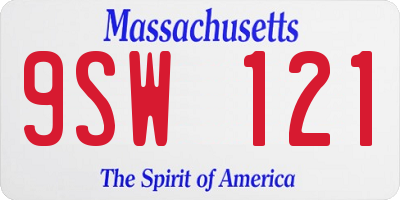 MA license plate 9SW121