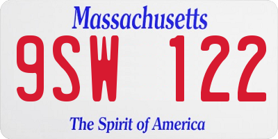MA license plate 9SW122