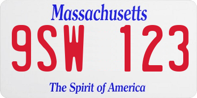 MA license plate 9SW123