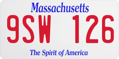 MA license plate 9SW126