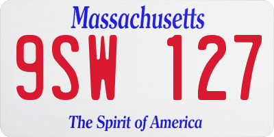 MA license plate 9SW127