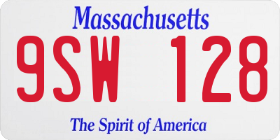 MA license plate 9SW128