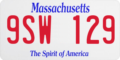 MA license plate 9SW129