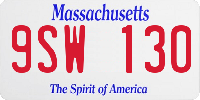 MA license plate 9SW130