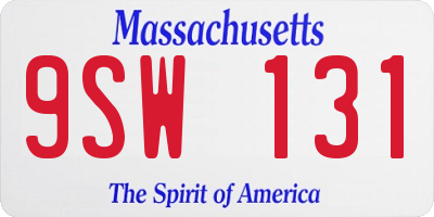 MA license plate 9SW131