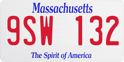 MA license plate 9SW132