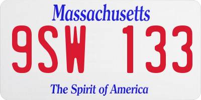 MA license plate 9SW133