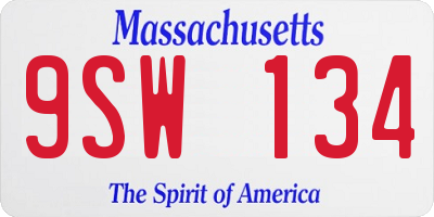 MA license plate 9SW134