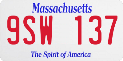 MA license plate 9SW137
