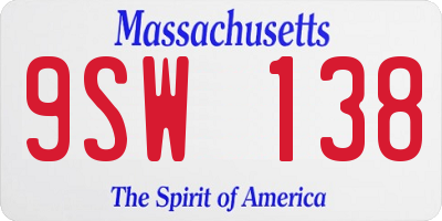 MA license plate 9SW138
