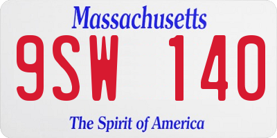 MA license plate 9SW140