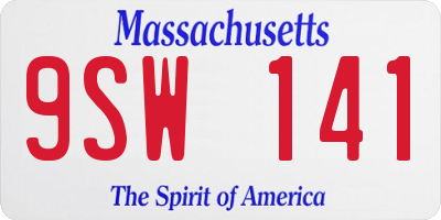 MA license plate 9SW141