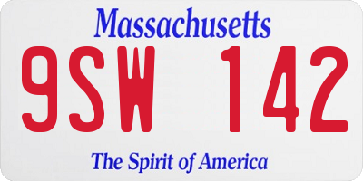 MA license plate 9SW142