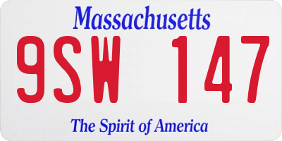 MA license plate 9SW147