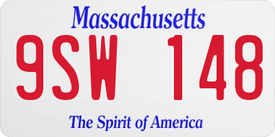 MA license plate 9SW148