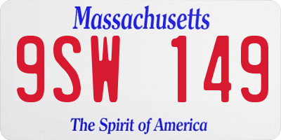MA license plate 9SW149