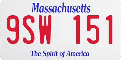 MA license plate 9SW151