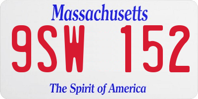 MA license plate 9SW152