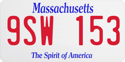 MA license plate 9SW153
