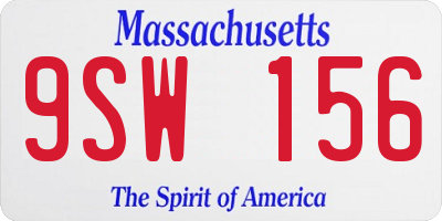 MA license plate 9SW156