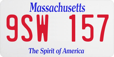 MA license plate 9SW157