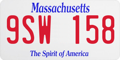 MA license plate 9SW158