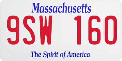 MA license plate 9SW160