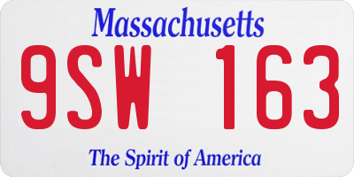 MA license plate 9SW163