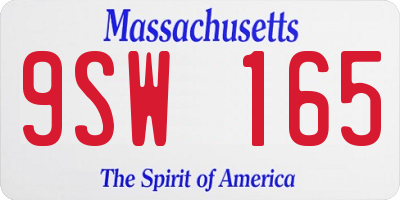 MA license plate 9SW165
