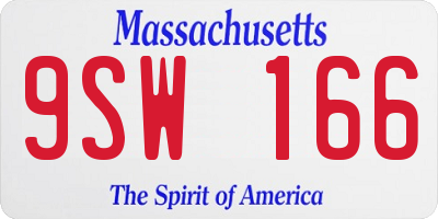 MA license plate 9SW166