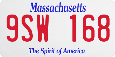 MA license plate 9SW168