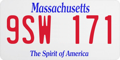 MA license plate 9SW171