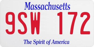 MA license plate 9SW172