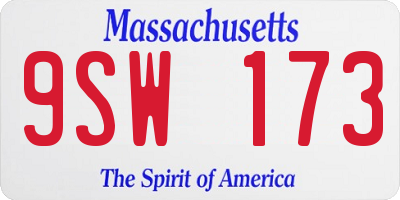 MA license plate 9SW173