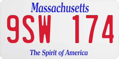 MA license plate 9SW174