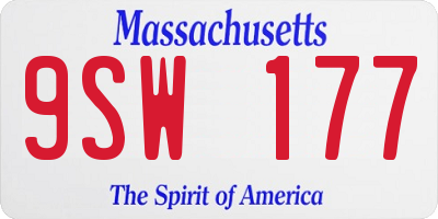 MA license plate 9SW177