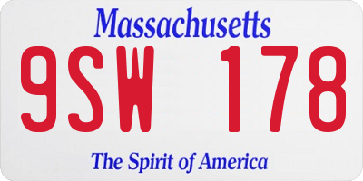 MA license plate 9SW178